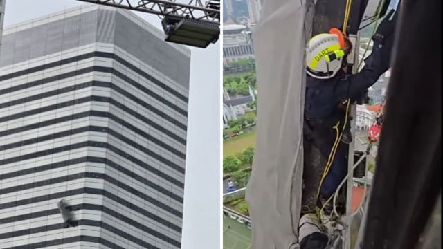民防部队：受困来福士城大厦吊台 两工人已获救