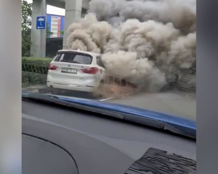 One taken to hospital after car catches fire along CTE
