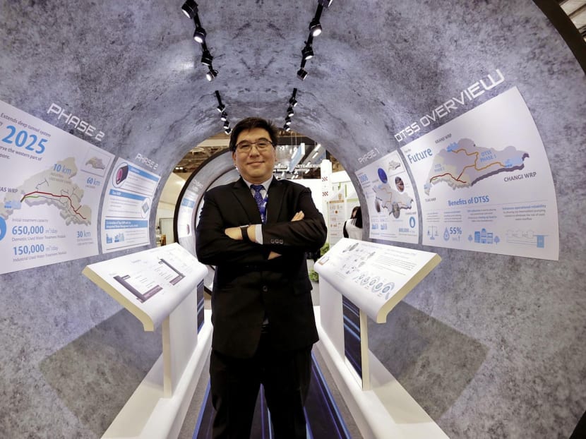 Director of DTSS Phase 2, Yong Wei Hin showing the plans involved in the construction of the new reclamation plant.  Photo: Wee Teck Hian