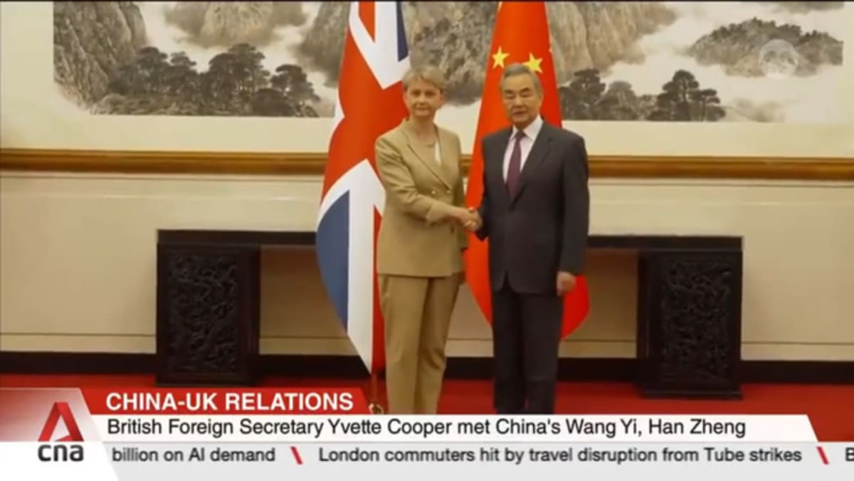 British Foreign Secretary Yvette Cooper meets Chinese counterpart Wang Yi as ties ease