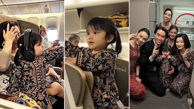 女童化身“小空姐”穿新航制服登机萌化全场