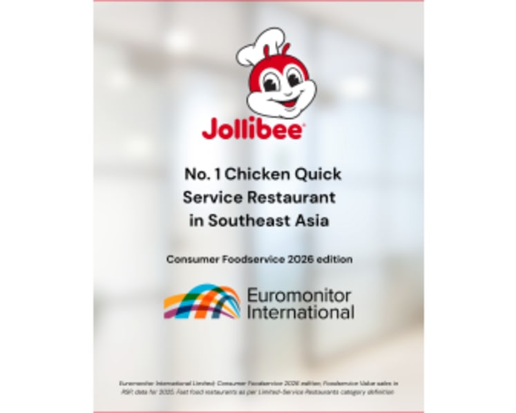 Jollibee named No.1 Chicken Quick Service Restaurant in Southeast Asia by Euromonitor International