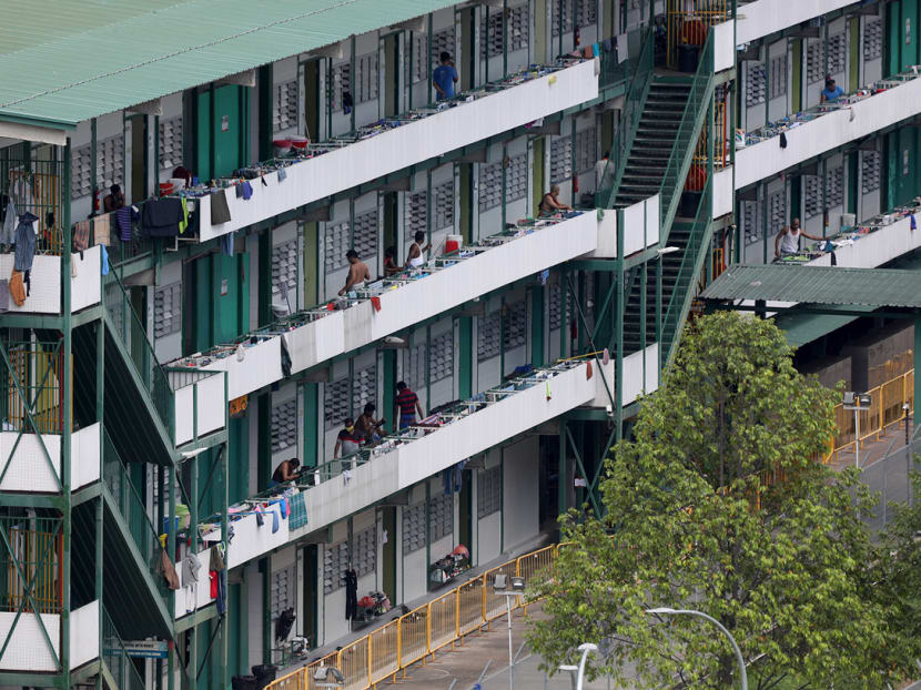 The Ministry of Health said on Nov 15, 2021 that coronavirus infections in migrant workers' dormitories have stabilised over the last few weeks, with an average daily number of 143 workers testing positive in the last week. The Ministry of Health said on Nov 15, 2021 that coronavirus infections in migrant workers' dormitories have stabilised over the last few weeks, with an average daily number of 143 workers testing positive in the last week.