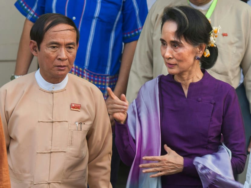 President Win Myint (left) and State Counsellor Aung San Suu Kyi of Myanmar were detained along with other leaders of Ms Suu Kyi’s National League for Democracy party in early morning raids. President Win Myint (left) and State Counsellor Aung San Suu Kyi of Myanmar were detained along with other leaders of Ms Suu Kyi’s National League for Democracy party in early morning raids.
