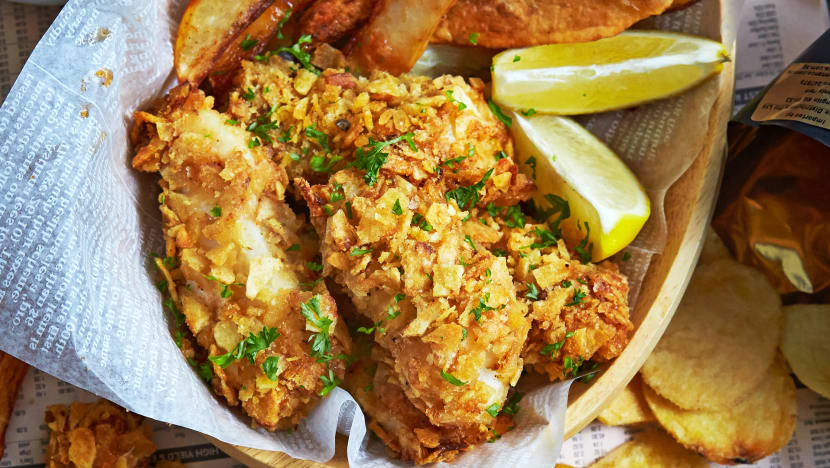 Potato Chip-Crusted Baked Fish & Chips Potato Chip-Crusted Baked Fish & Chips
