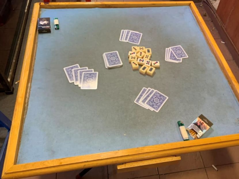 Gambling paraphernalia seized by police during enforcement action in Yishun over alleged illegal gambling.