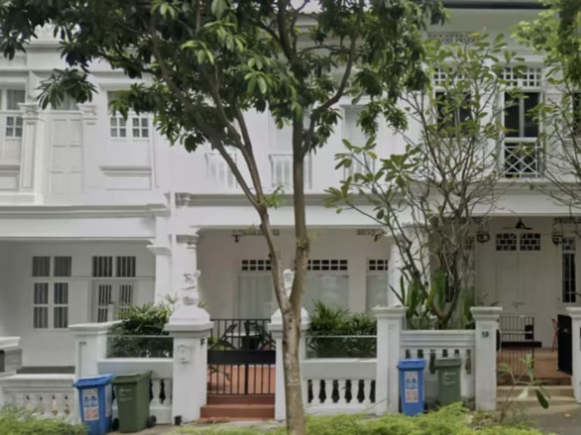 A picture of the shophouse at 11 Martaban Road (centre) in October 2022.
