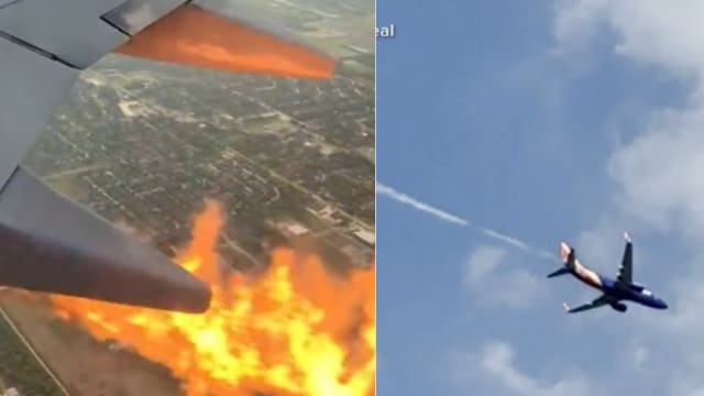起飞后引擎喷火 美国西南航空客机紧急折返