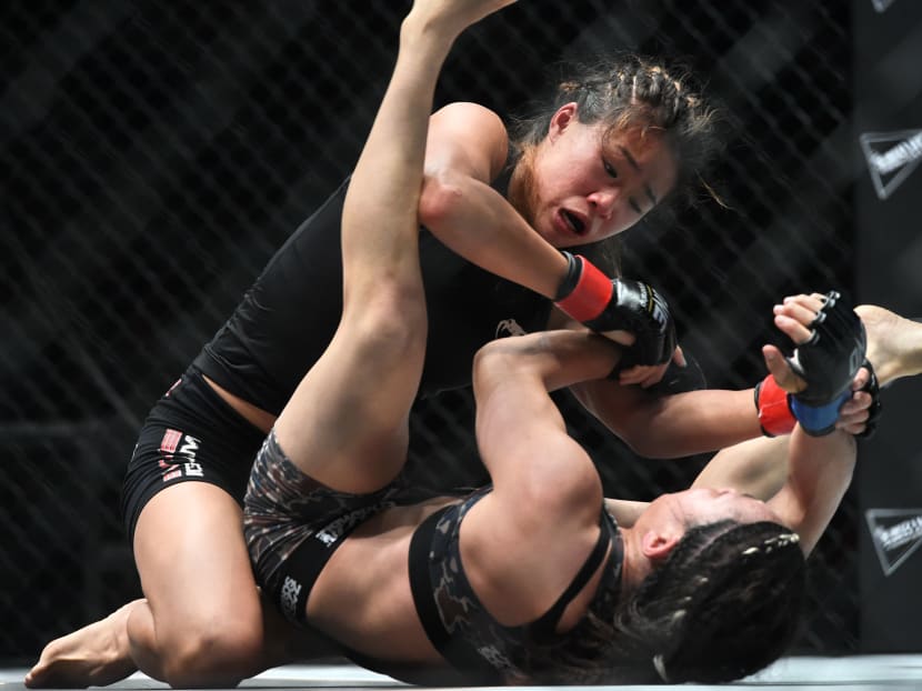 Angela Lee in action against Mei Yamaguchi in May 2016. Photo: AFP