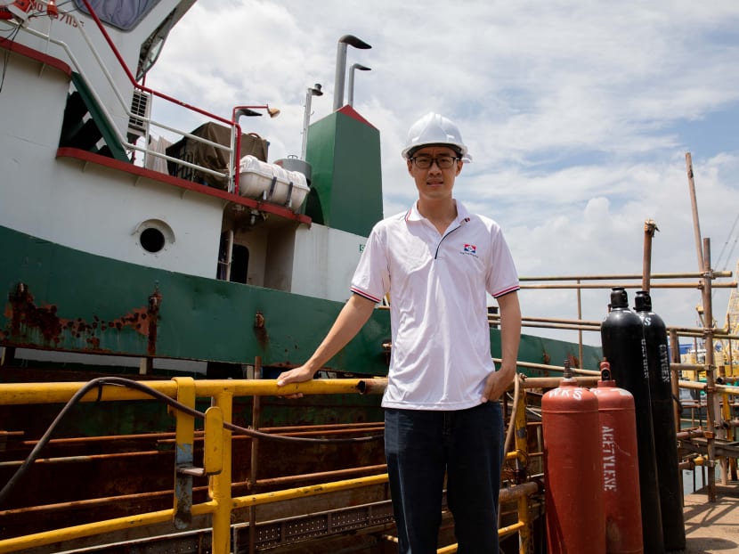 Eng Hup Shipping's technical executive Ho Jun De at Bee Shin Shipyard.