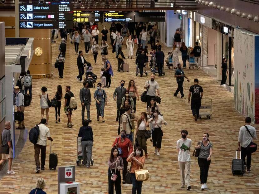 People at the transit area of Changi Airport Terminal 1 on Dec 29, 2022. People at the transit area of Changi Airport Terminal 1 on Dec 29, 2022.