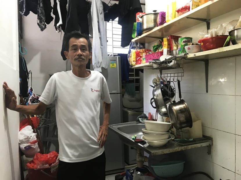 Mr Ong Ai Wah, 56, is unemployed and lives in a one-room rental flat at Jalan Kukoh.