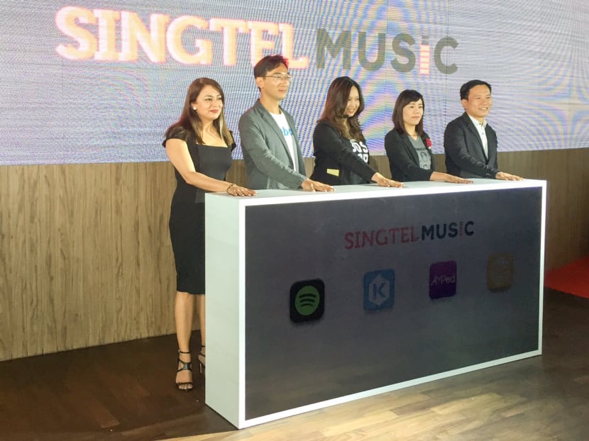 Singtel launches new data-free music plan with Spotify, KKBOX, MeRadio and AMPed. Photo: Hon Jing Yi/TODAY Singtel launches new data-free music plan with Spotify, KKBOX, MeRadio and AMPed. Photo: Hon Jing Yi/TODAY