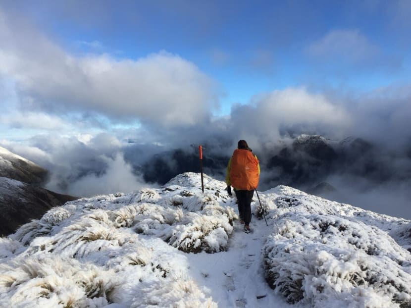 The author has been doing mountaineering and hiking expeditions since an early age, beginning with the 4,095m-high Mount Kinabalu at the age of six. In this 2018 photo, she navigates the Kepler Trek in New Zealand. The author has been doing mountaineering and hiking expeditions since an early age, beginning with the 4,095m-high Mount Kinabalu at the age of six. In this 2018 photo, she navigates the Kepler Trek in New Zealand.