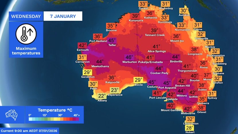Intense heatwave grips Australia's southern states, with temperatures soaring past 40°C in Melbourne, Adelaide
