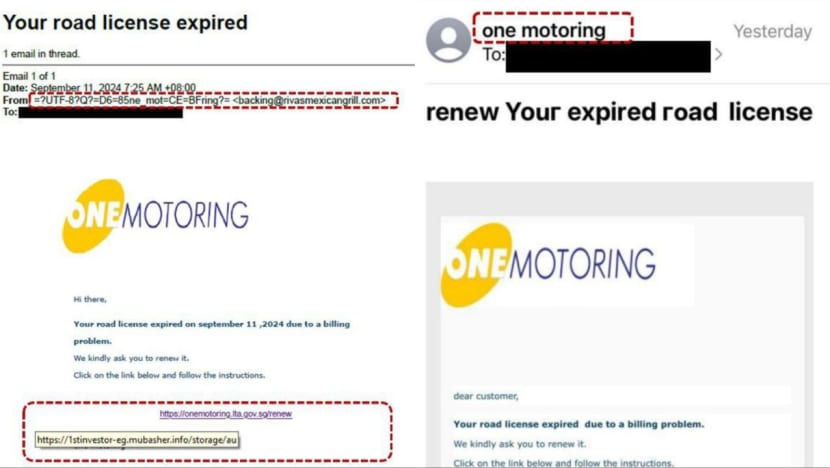 Police warn of phishing scams impersonating OneMotoring site Police warn of phishing scams impersonating OneMotoring site