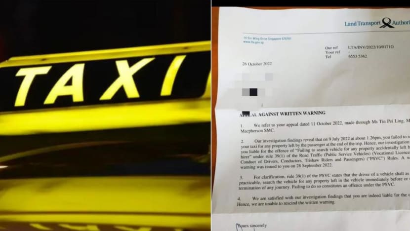 LTA to review rule for taxi drivers to check vehicles for lost items after each trip 