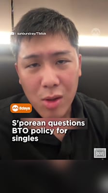 He also says isn’t whether singles should accept the rules, but why affordable BTO housing seems reserved for married couples? #8dayssg #8daystrending #hdb #bto #singles 