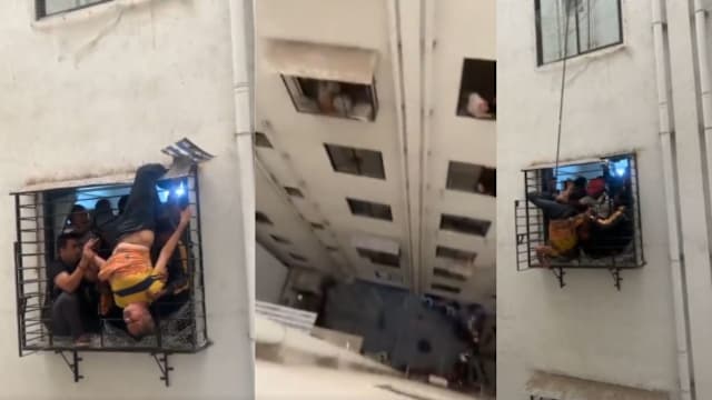 印度男子睡十楼窗边意外坠楼  脚卡八楼护栏奇迹保命
