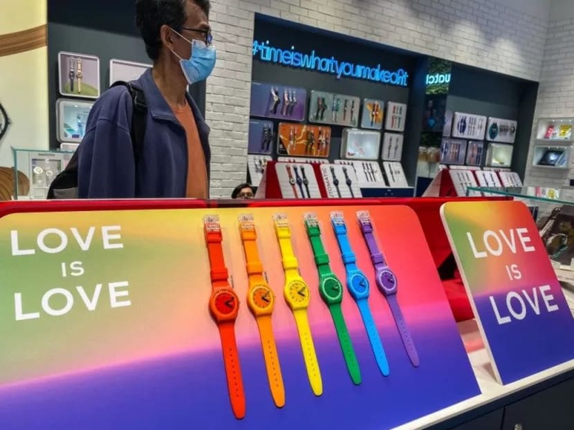 Watches are displayed for sale at a Swatch store at Setia City Mall in Shah Alam on May 25, 2023. 
