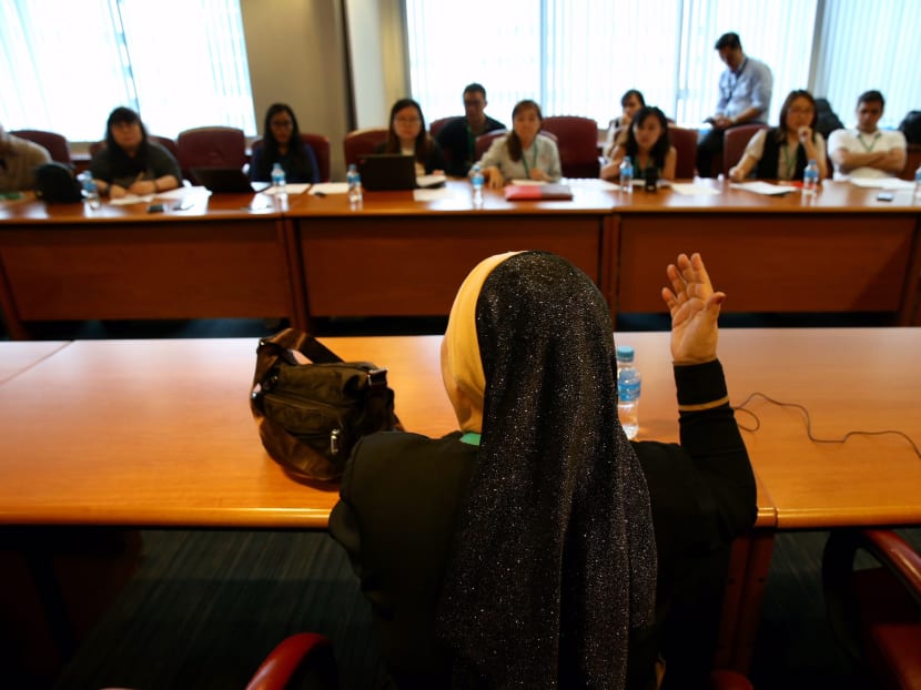 Rosie, 70, a victim of Internet love scam, at the Police media briefing at Commercial Affairs Department on March 26, 2018. Photo: Koh Mui Fong/TODAY