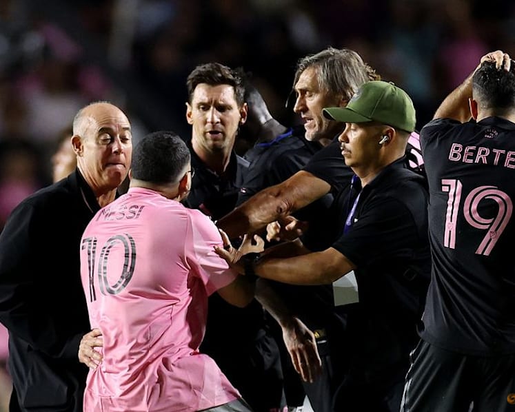 Inter Miami's Messi knocked down as security guard subdues pitch invader