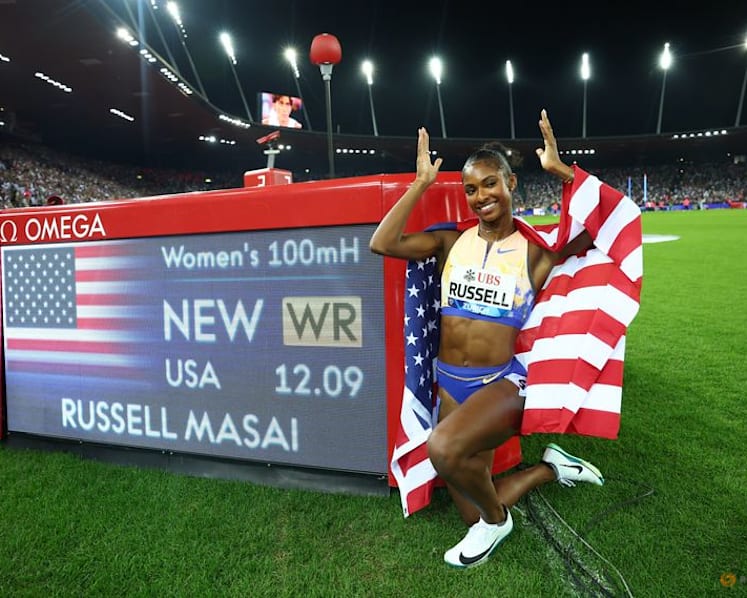 Brazil's Dos Santos, American Russell race to world hurdles records in Zurich