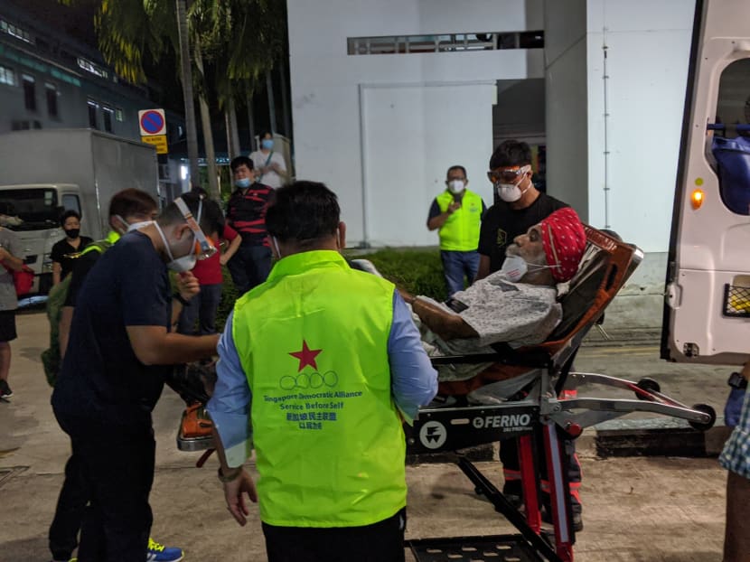 Mr Harminder Pal Singh being taken to Changi General Hospital on June 22, 2020.