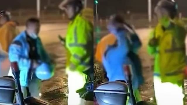 送餐途中撞到人 中国送餐员担心超时拿头盔猛砸头