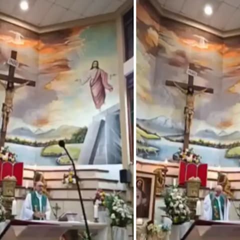 大型十字架弥撒期间倒下 神父遭击中后离世