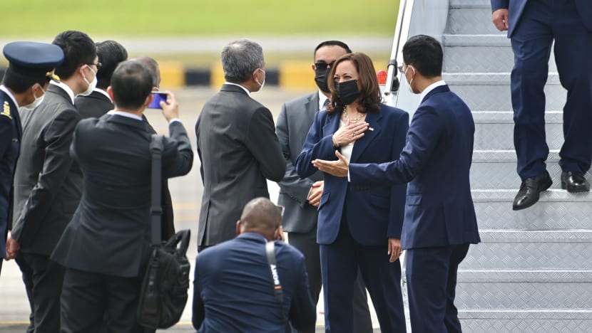 US vice-president Kamala Harris lands at Paya Lebar Air Base for official visit to Singapore