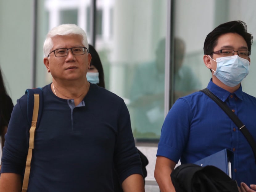 Ryan Xavier Tay Seet Choong (right), 24, and his stepfather Lawrence Lim Peck Beng (left), 58, at the State Courts on Feb 11, 2020. They are claiming trial for causing the death of Shawn Ignatius Rodrigues, 26.