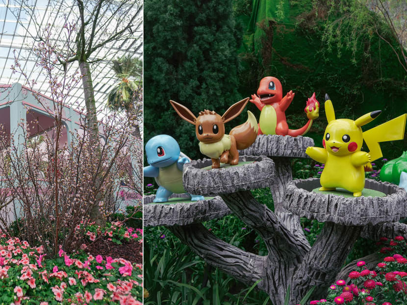 Pikachu and other Pokémon are now at the sakura floral display at Gardens By The Bay