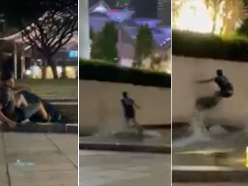 Images purportedly showing Stephan Kovalkov doing "boatless wakeboarding". He faces one charge of defacing, damaging or interfering with a national monument under the Preservation of Monuments Act.