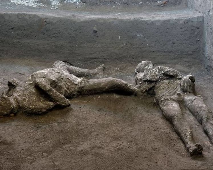 Remains of man and his slave unearthed from ashes at Pompeii
