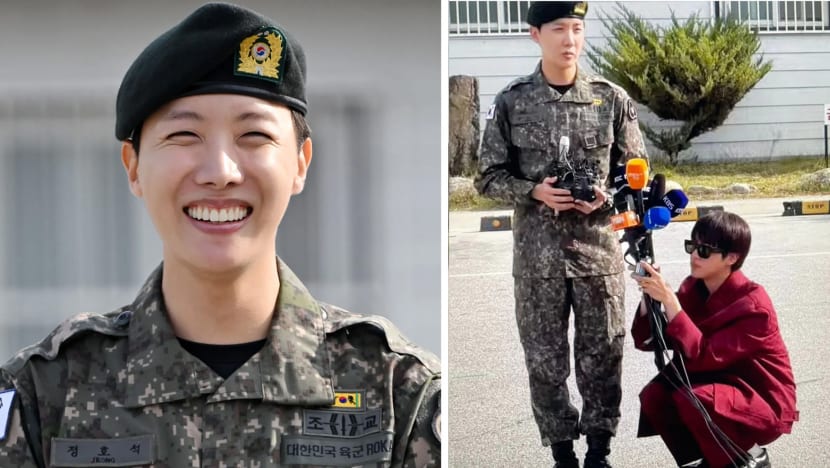 BTS’ Jin Becomes Human Mic Stand For J-Hope As He Gives Speech After His Military Discharge BTS’ Jin Becomes Human Mic Stand For J-Hope As He Gives Speech After His Military Discharge