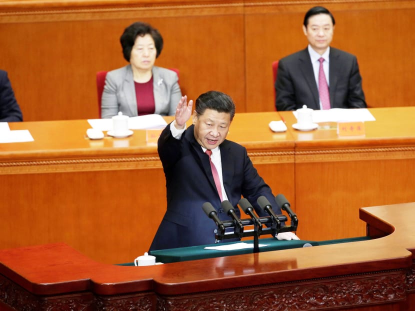 President Xi Jinping commemorating the 150th birth anniversary of Sun Yat-Sen, in the Great Hall of the People on Friday. Mr Xi  is moving to strengthen his own power base by promoting his allies. PHOTO: REUTERS