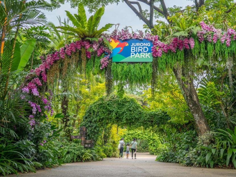 A view of the entrance plaza of Jurong Bird Park in 2022. 