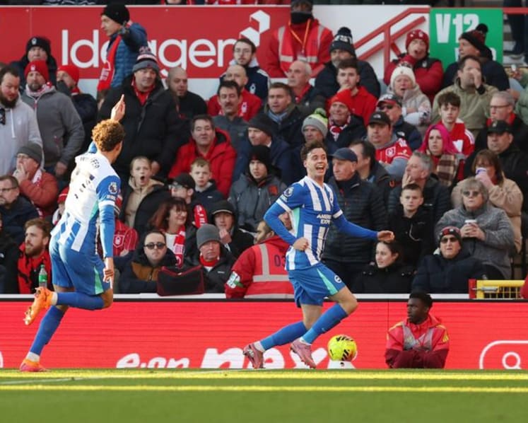 De Cuyper, Tzimas on target as Brighton down Forest to go fifth