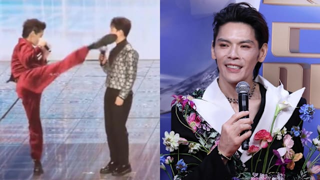 “神来一脚”差点踢到主持人的头，向佐连发4个“对不起”道歉