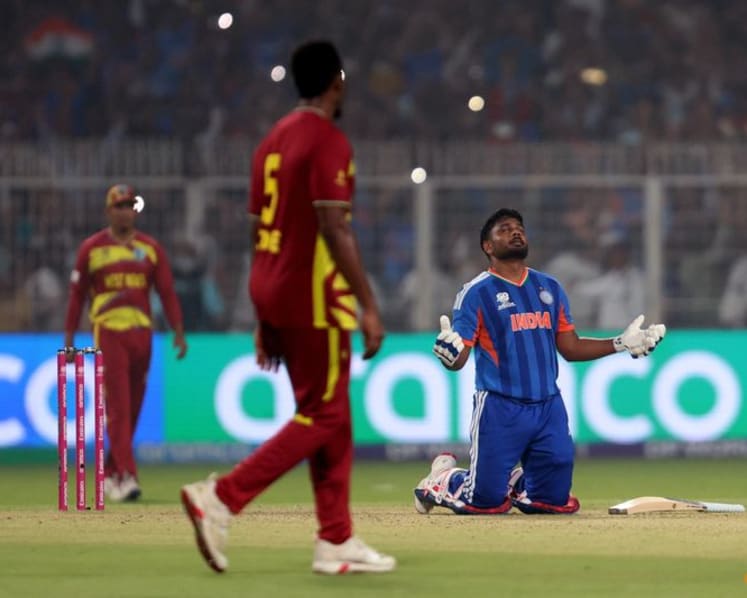 Samson guides India to T20 World Cup semis in nervy win over West Indies