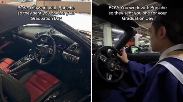 他为保时捷拍摄新车 保时捷竟借他敞篷车出席毕业典礼