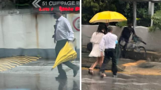 为路人雨中撑伞 保安人员超出职责暖举获网赞