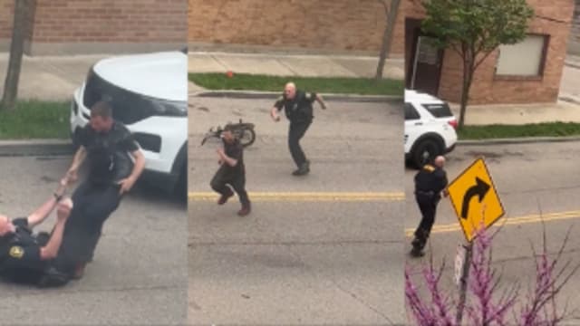 街头上演“猫捉老鼠”美国男子与警员搏斗视频疯传