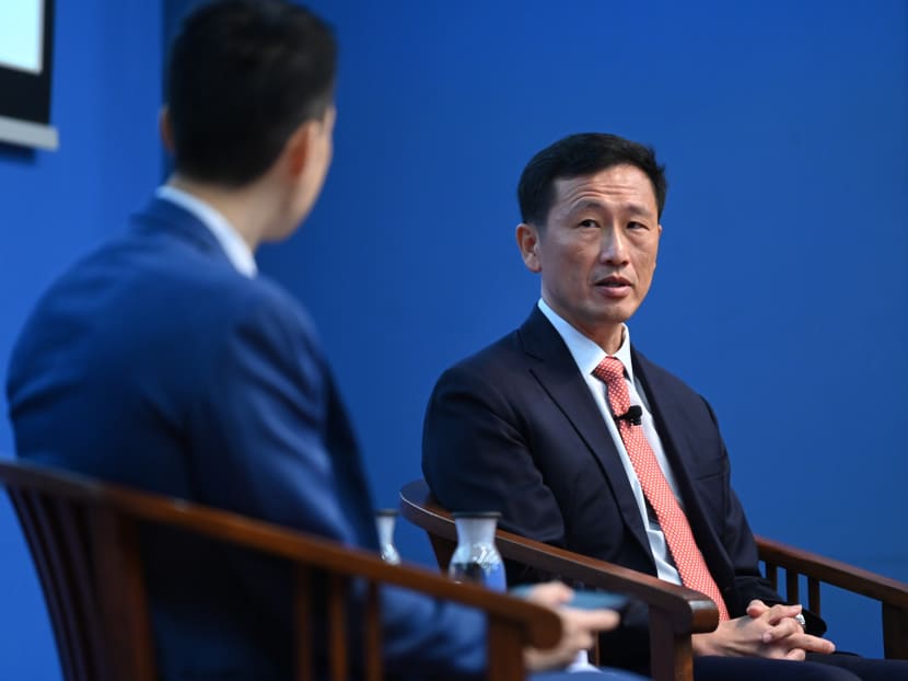 Health Minister Ong Ye Kung, with moderator Woo Jun Jie from the Institute of Policy Studies, speaking at the Singapore Perspectives 2022 forum on Thursday (Jan 13). Health Minister Ong Ye Kung, with moderator Woo Jun Jie from the Institute of Policy Studies, speaking at the Singapore Perspectives 2022 forum on Thursday (Jan 13).