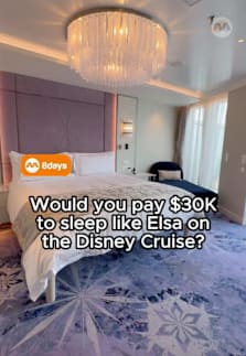 We wonder if @bigchunkks slept like a queen or did he build a snowman in the $30K a night Elsa Royal Suite on #disneycruiseadventure . @disneycruiselinesg  #8dayssgtrending #disneycruise #disney #disneycruiselinesg 