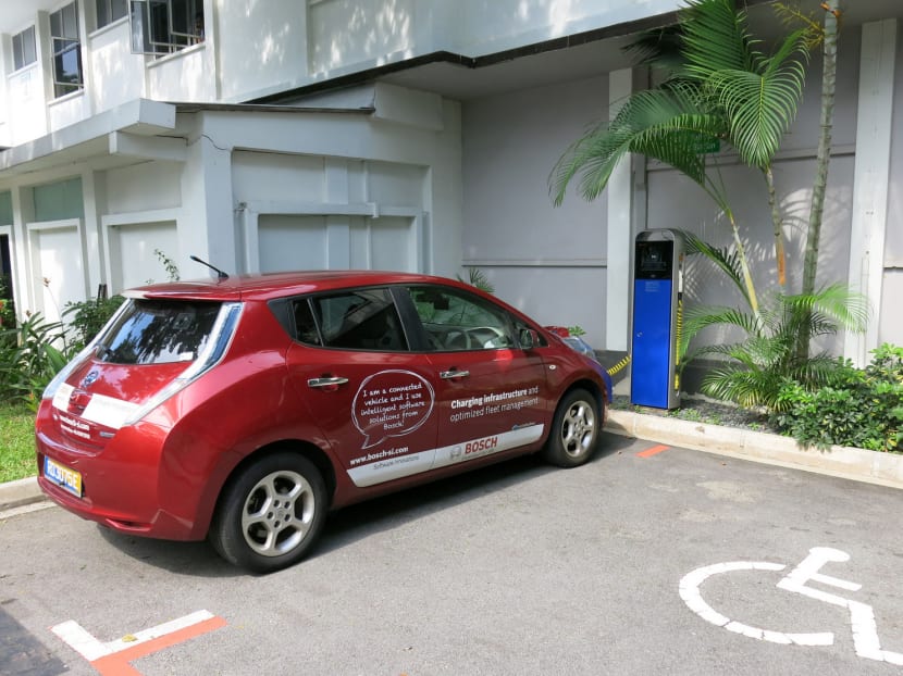 A Bosch electric car charging station at LTA @ Hampshire. Photo: Robert Bosch (SEA)