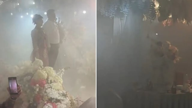 中国婚宴突发浓烟  300宾客以为干冰特效