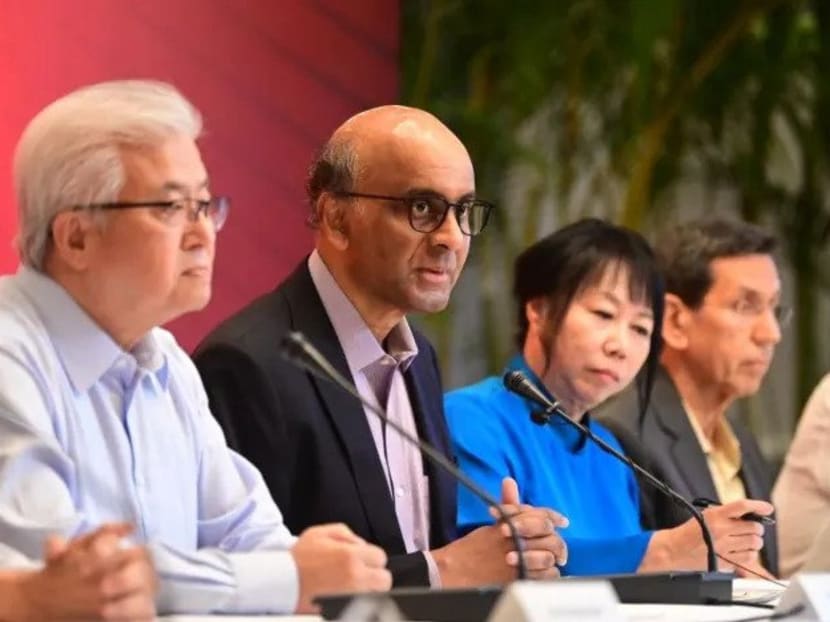 Presidential hopeful Tharman Shanmugaratnam at the launch of his campaign to be elected president of Singapore, at the York Hotel on Wednesday on July 26, 2023.