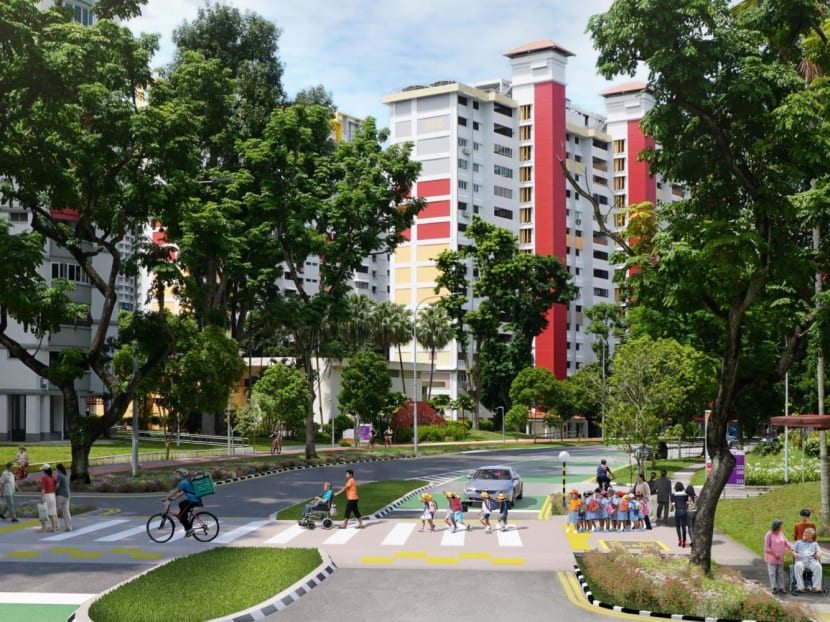An artist's impression of a "friendly-street" pilot in Ang Mo Kio. An artist's impression of a "friendly-street" pilot in Ang Mo Kio.